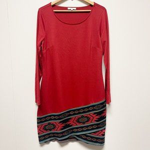 SPENSE Long Sleeve Saddle Blanket Tribal Sheath Dress Size 14